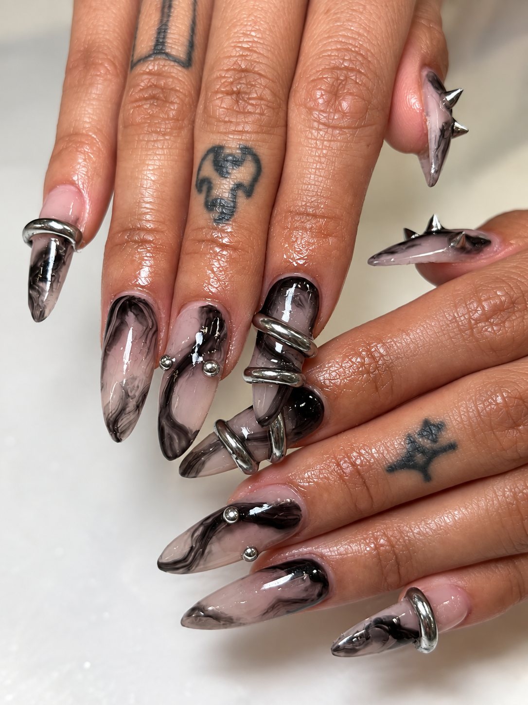 Black marble & silver