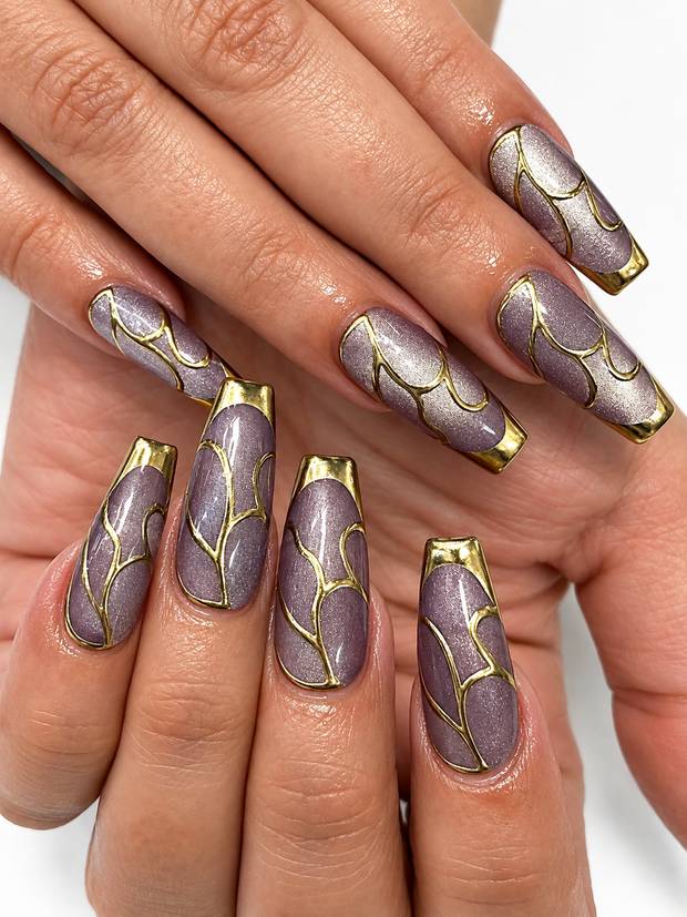 A finished custom nail set at Polished Nail Bar in Downtown LA